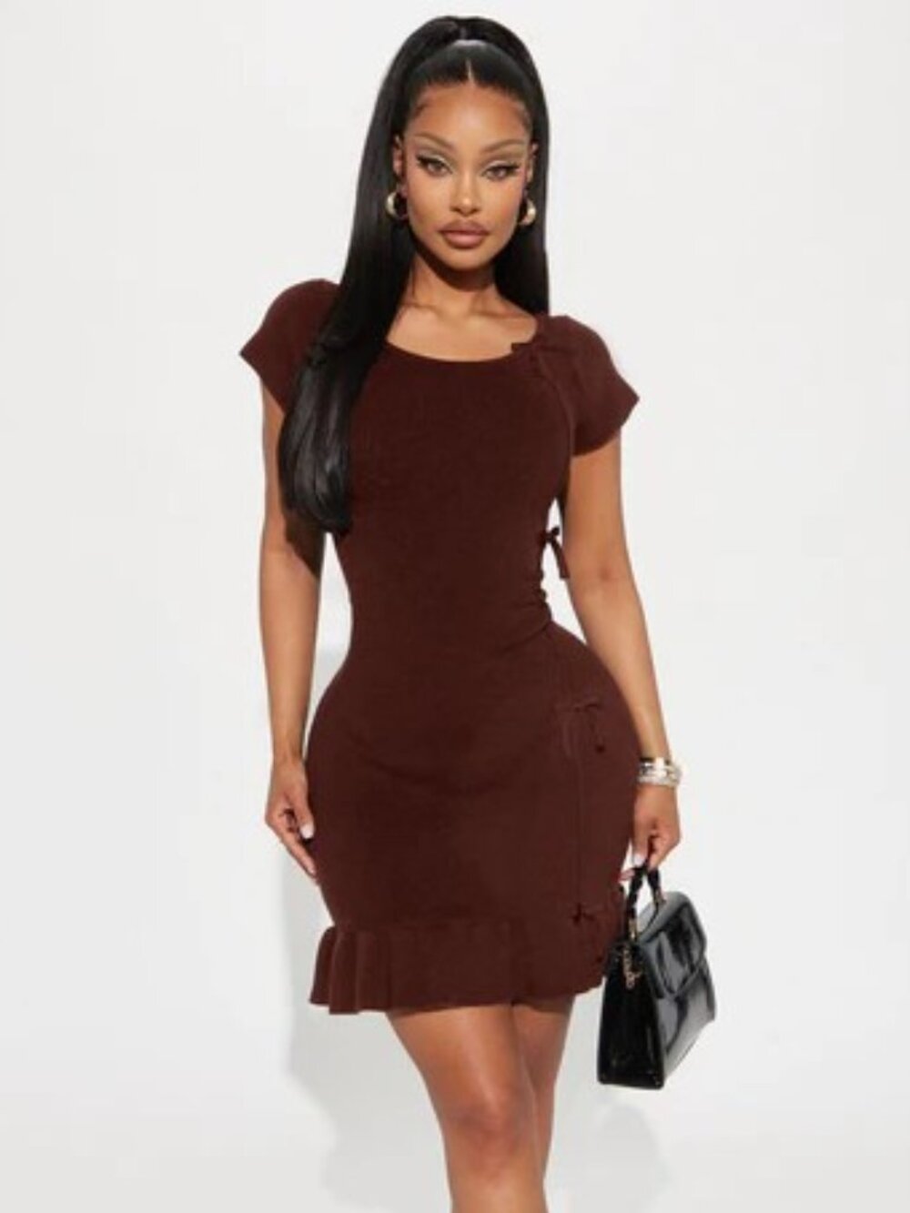 Ronnie Sweater Mini Dress - Chocolate